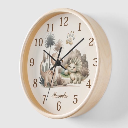 Personalisiert Name Boho Niedlich Dinosaurier Uhr (Winkel)