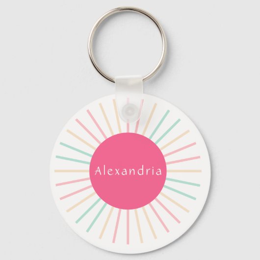 Personalisiert Name Boho Pink Schlüsselanhänger (Vorderseite)