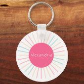 Personalisiert Name Boho Pink Schlüsselanhänger (Vorderseite)
