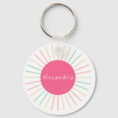 Personalisiert Name Boho Pink Schlüsselanhänger (Rückseite)