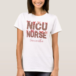 Personalisiert Name Bow NICU Nurse Weihnachtsfeier T-Shirt