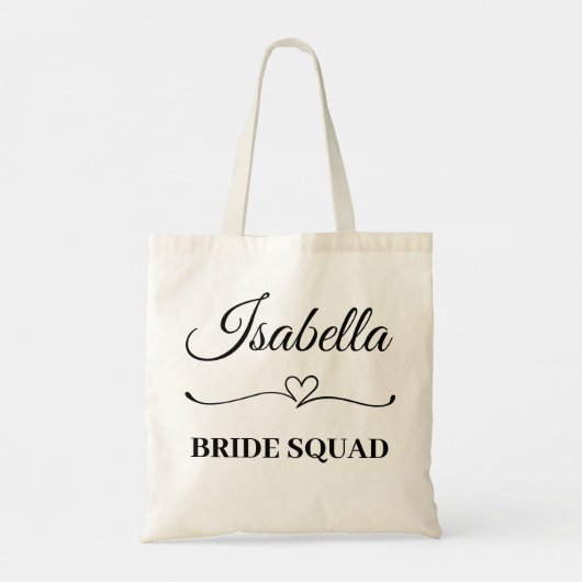Personalisiert Name Bride Squad Wedding Team Tragetasche (Rückseite)