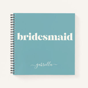 Personalisiert Name Bridesmaid Elegante Aquamarin  Notizblock