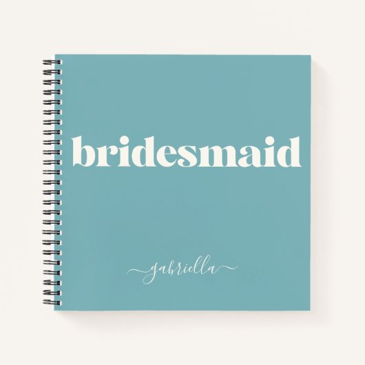 Personalisiert Name Bridesmaid Elegante Aquamarin  Notizblock (Vorderseite)