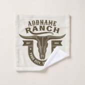 Personalisiert NAME Bull Steer Skull Western Ranch Badhandtuch Set (Waschlappen)
