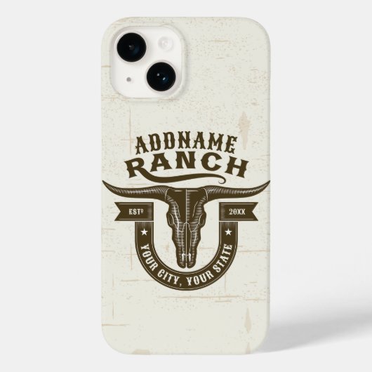 Personalisiert NAME Bull Steer Skull Western Ranch Case-Mate iPhone Hülle (Rückseite)