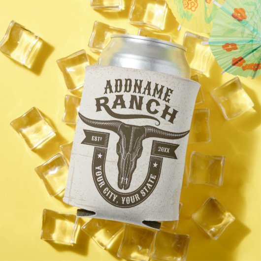 Personalisiert NAME Bull Steer Skull Western Ranch Dosenkühler (In Situ Sommer)