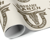 Personalisiert NAME Bull Steer Skull Western Ranch Geschenkpapier (Rolleneckpunkt)
