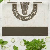 Personalisiert NAME Bull Steer Skull Western Ranch Geschirrtuch (Gefaltet)
