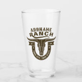 Personalisiert NAME Bull Steer Skull Western Ranch Glas (Vorderseite)