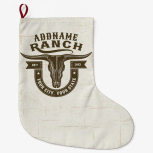Personalisiert NAME Bull Steer Skull Western Ranch Großer Weihnachtsstrumpf