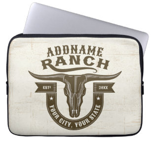 Personalisiert NAME Bull Steer Skull Western Ranch Laptopschutzhülle
