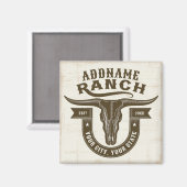 Personalisiert NAME Bull Steer Skull Western Ranch Magnet (Vorderseite/Rückseite)