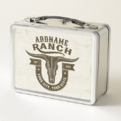 Personalisiert NAME Bull Steer Skull Western Ranch Metall Brotdose (Rückseite)