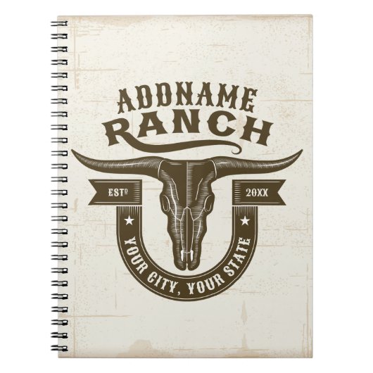 Personalisiert NAME Bull Steer Skull Western Ranch Notizblock (Vorderseite)