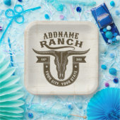 Personalisiert NAME Bull Steer Skull Western Ranch Pappteller (Party)