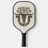 Personalisiert NAME Bull Steer Skull Western Ranch Pickleball Schläger (Rückseite)