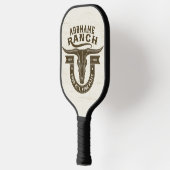 Personalisiert NAME Bull Steer Skull Western Ranch Pickleball Schläger (Links)