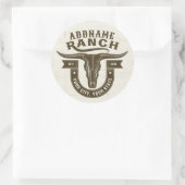 Personalisiert NAME Bull Steer Skull Western Ranch Runder Aufkleber (Tasche)