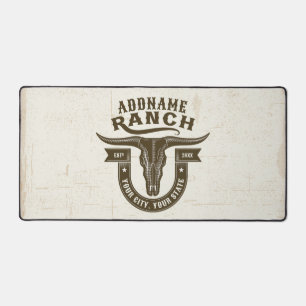Personalisiert NAME Bull Steer Skull Western Ranch Schreibtischunterlage
