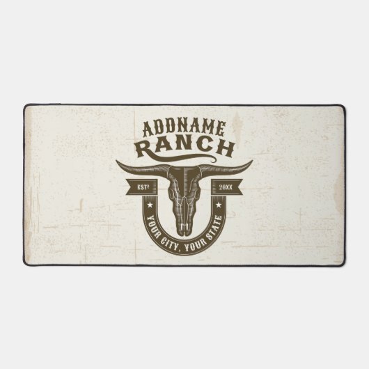Personalisiert NAME Bull Steer Skull Western Ranch Schreibtischunterlage (Vorderseite)