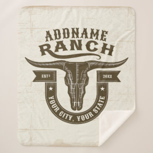 Personalisiert NAME Bull Steer Skull Western Ranch Sherpadecke