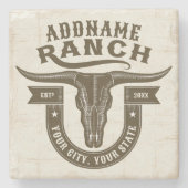 Personalisiert NAME Bull Steer Skull Western Ranch Steinuntersetzer (Vorderseite)