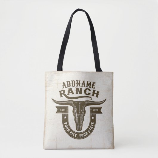 Personalisiert NAME Bull Steer Skull Western Ranch Tasche (Vorderseite)