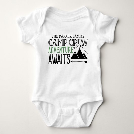 Personalisiert NAME Camping Erlebnis Baby Strampler (Vorderseite)
