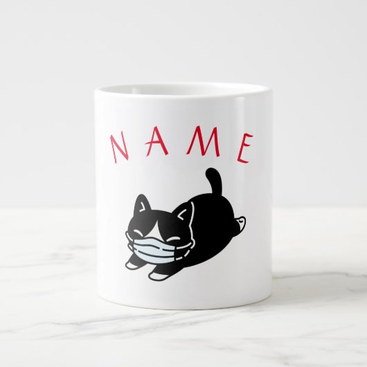 PERSONALISIERT NAME CAT TRAARING MASK JUMBO Tasse (Vorderseite)