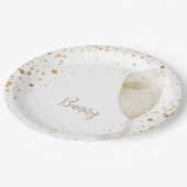 Personalisiert Name Champagne Brautparty Pappteller (Schrägansicht)