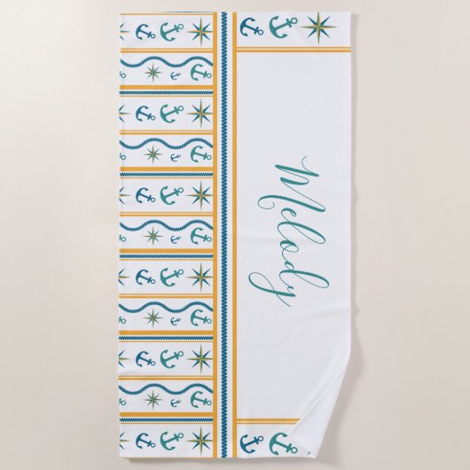 Personalisiert Name Chic Anchor Design Handtuch (Vorderseite)
