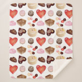 Personalisiert Name Chocolate Candy Heart Pattern Sherpadecke (Vorderseite)