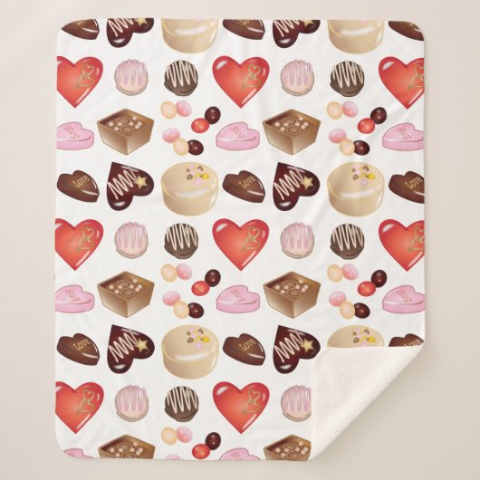 Personalisiert Name Chocolate Candy Heart Pattern Sherpadecke (Vorderseite)