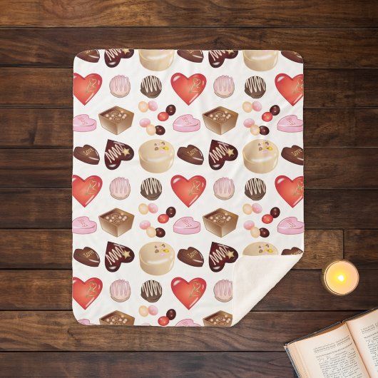 Personalisiert Name Chocolate Candy Heart Pattern Sherpadecke