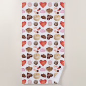 Personalisiert Name Chocolate Candy Heart Pattern Strandtuch (Vorderseite)