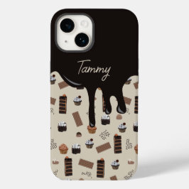 Personalisiert Name Chocolate Theme Pattern Case-Mate iPhone 14 Hülle