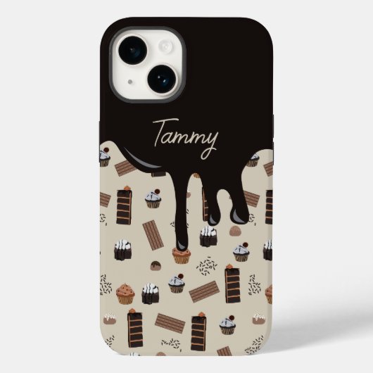 Personalisiert Name Chocolate Theme Pattern Case-Mate iPhone Hülle (Rückseite)