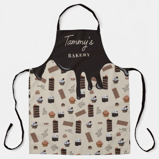 Personalisiert Name Chocolate Theme Pattern Schürze (Vorderseite)