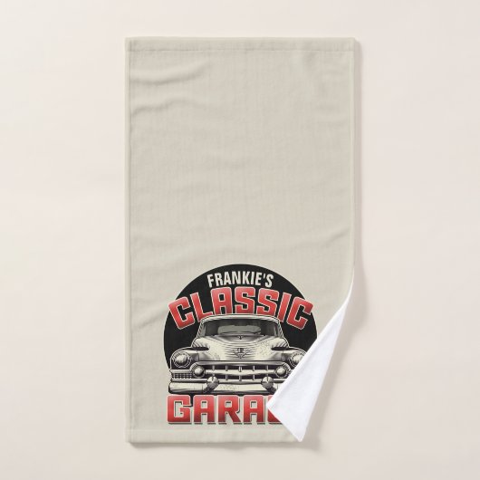 Personalisiert NAME Classic Car Garage Custom Shop Badhandtuch Set (Handtuch)