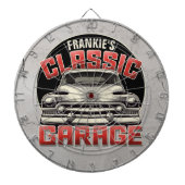 Personalisiert NAME Classic Car Garage Custom Shop Dartscheibe (vorne)