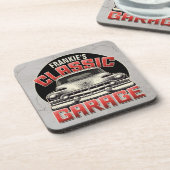 Personalisiert NAME Classic Car Garage Custom Shop Getränkeuntersetzer (Linke Seite)