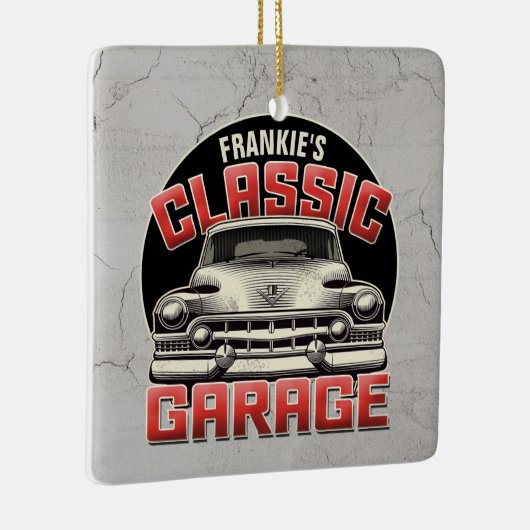 Personalisiert NAME Classic Car Garage Custom Shop Keramikornament (Rechts)