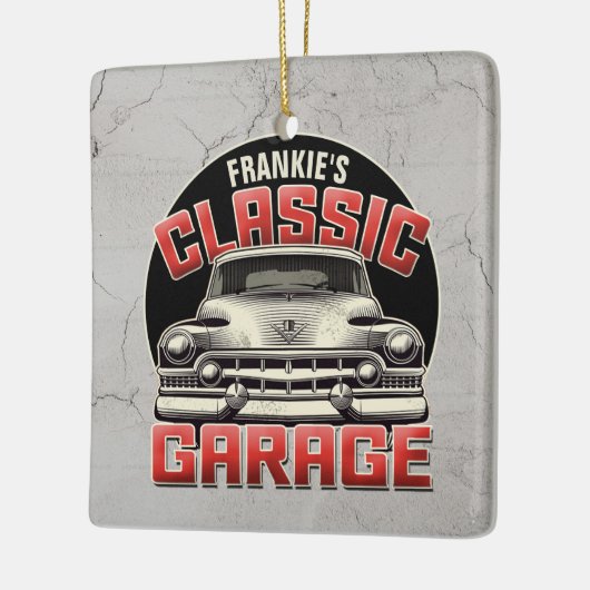 Personalisiert NAME Classic Car Garage Custom Shop Keramikornament (Links)