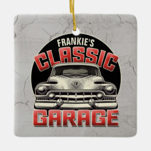 Personalisiert NAME Classic Car Garage Custom Shop Keramikornament