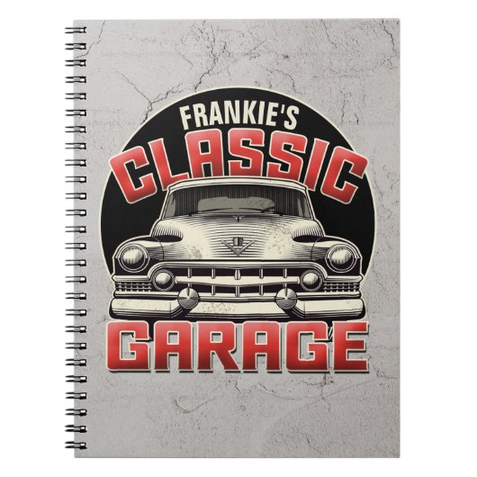 Personalisiert NAME Classic Car Garage Custom Shop Notizblock (Vorderseite)