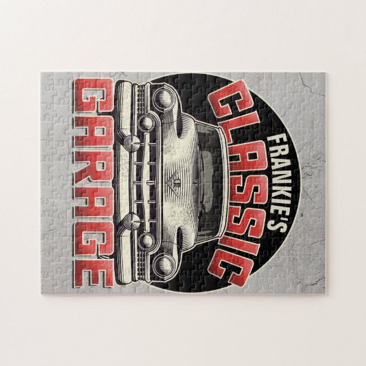 Personalisiert NAME Classic Car Garage Custom Shop Puzzle (Horizontal)