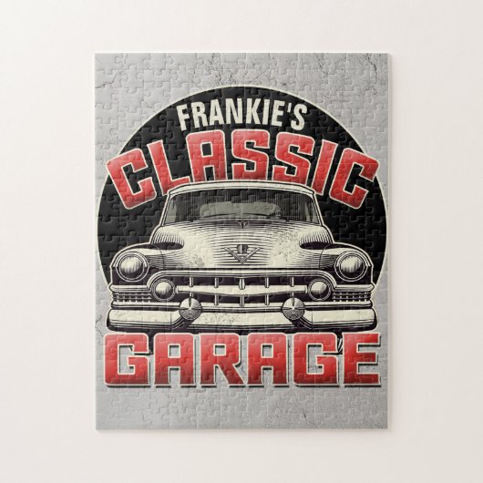 Personalisiert NAME Classic Car Garage Custom Shop Puzzle (Vertikal)