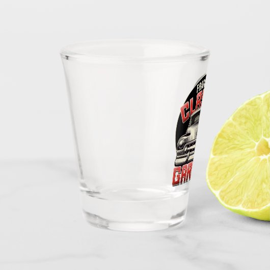 Personalisiert NAME Classic Car Garage Custom Shop Schnapsglas (Links)