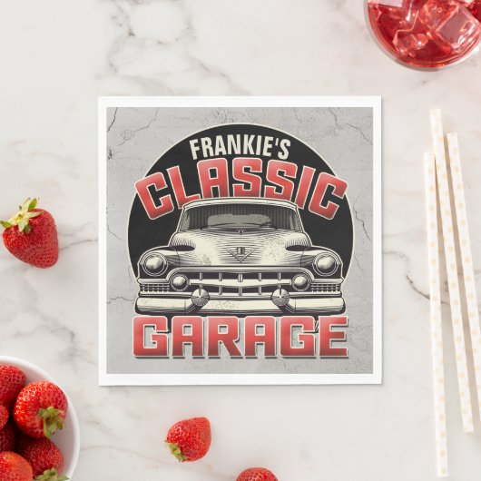 Personalisiert NAME Classic Car Garage Custom Shop Serviette (Beispiel)